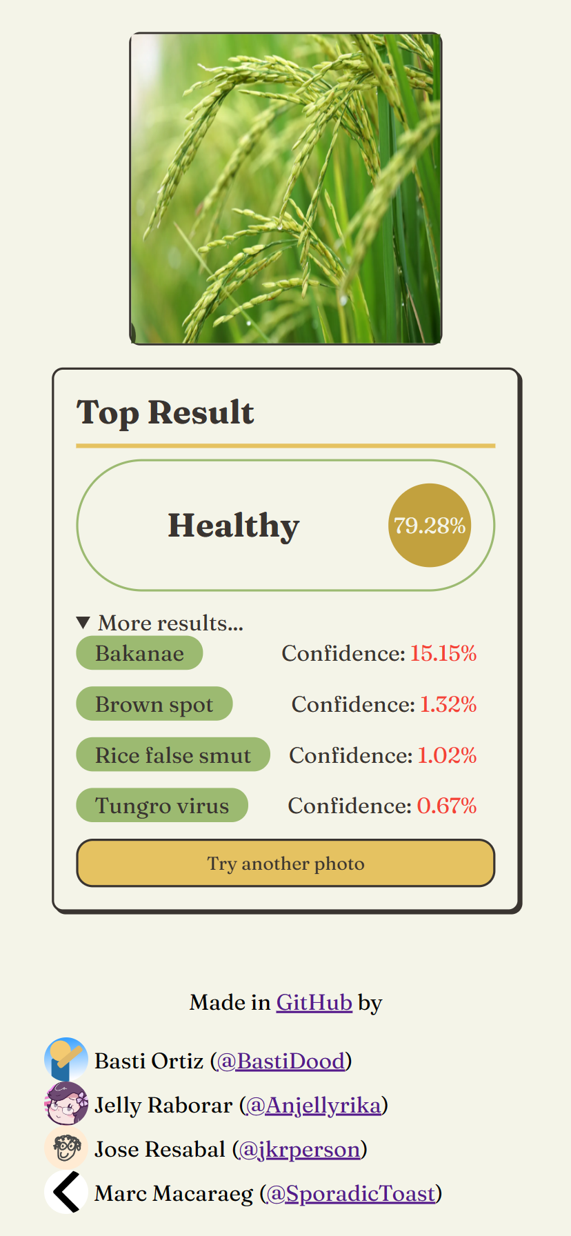 pal.ai results page showing 79.28% confidence in Healthy classification
